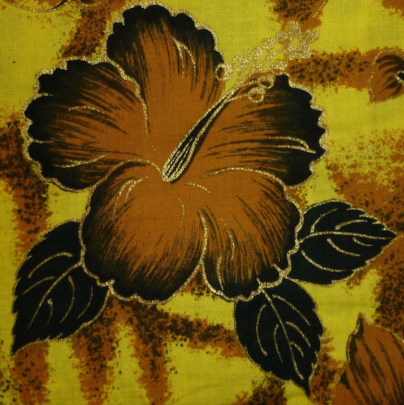 1960er Jahre Hawaii Hemd M Hibiskus Blumen Gold Farbe Etsy