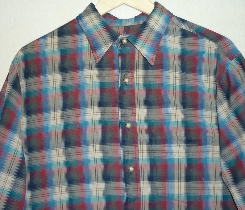 80s Pendleton Shirt L Light Weight 1980s Plaid Shadow Plaid 1980s Pendleton Shirt Vintage Pendleton Wool Shirt 80s Shirt