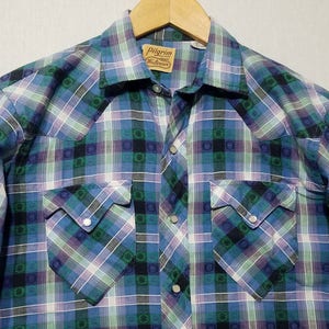1950s Shirt / M / Plaid Western Shirt / Rockabilly / Cowboy / 1950s Mens Fashion / 1950s Western Shirt / Pilgrim Westerner / 1960s Shirt image 3