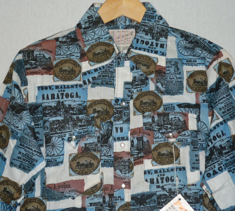 NOS / 1970s Shirt / S M / Rockmount Ranchwear / Western Shirt / New Old Stock / Deadstock / Pop Art / Old West / Pearl Snap / Disco image 1