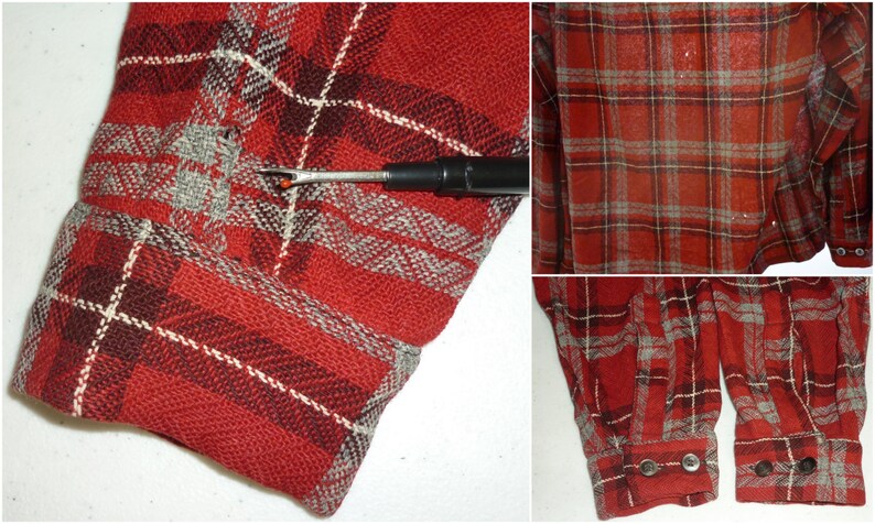 1940s Shirt S Towncraft Wool Flannel Southwestern Atomic Work Shirt Rockabilly Shirt Vintage 1940s Shirt Hunting Shirt