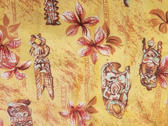 Vintage 1950s Hawaiian Shirt / S - M / Tiki Idol /