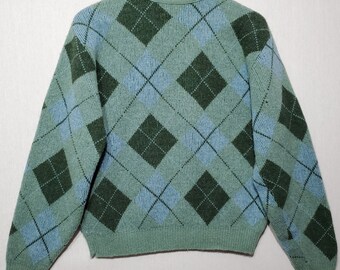 Vtg 1960s TOWNCRAFT PLUS Argyle Pattern Lamb's Wool Turtleneck Sweater M - L 60s 1960s Fashion 1960s Style Ski Sweater Geek Sweater