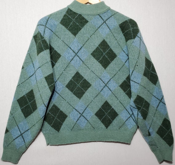 Vtg 1960s TOWNCRAFT PLUS Argyle Pattern Lamb's Wo… - image 1