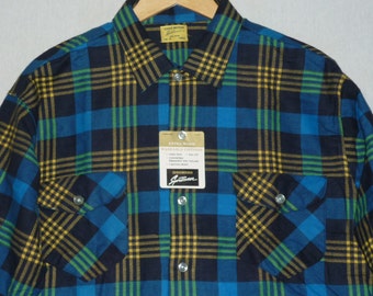 NOS / 1960s Shirt / L / Osh Kosh / Flannel / Cotton Flannel / Work Shirt / Workwear / New Old Stock / Deadstock / Union Made / Plaid Shirt