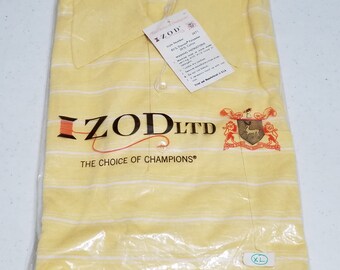 NOS Vintage 1960er IZOD Herren Gestreiftes Strick-Poloshirt – XL – Deadstock – New Old Stock – 1970er-Shirt – Baumwolle – Polyester – Tennis – Golf