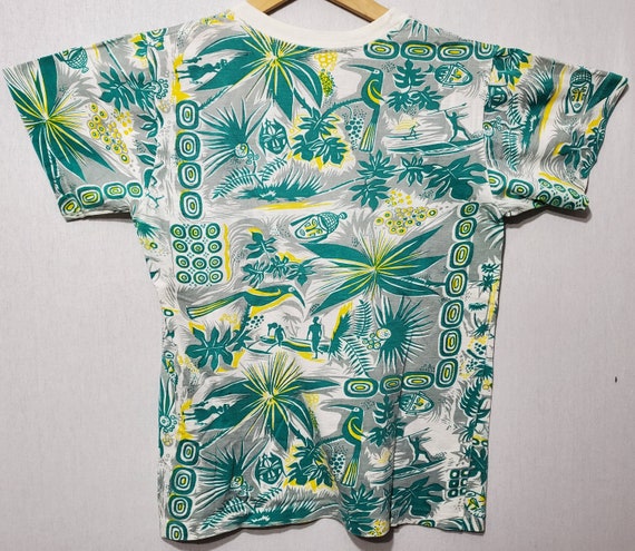 Vintage 1950s Hawaiian All Over Print Single Stit… - image 4