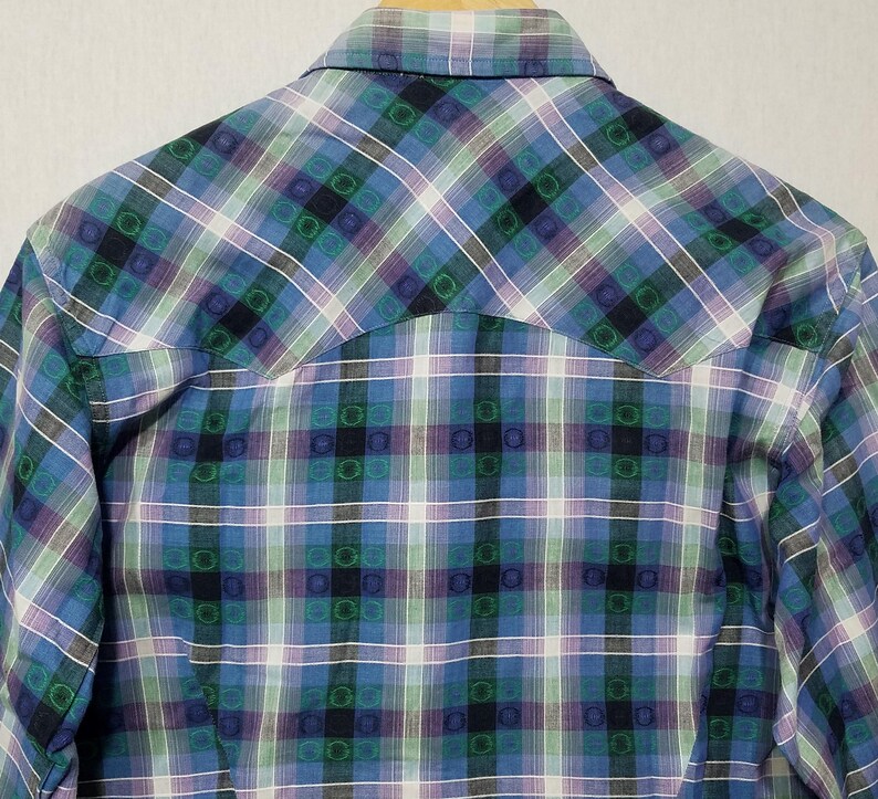 1950s Shirt / M / Plaid Western Shirt / Rockabilly / Cowboy / 1950s Mens Fashion / 1950s Western Shirt / Pilgrim Westerner / 1960s Shirt image 6
