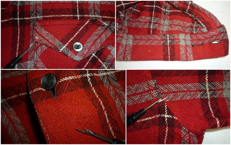 1940s Shirt S Towncraft Wool Flannel Southwestern Atomic Work Shirt Rockabilly Shirt Vintage 1940s Shirt Hunting Shirt