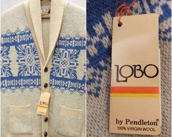 Vintage 1970s Deadstock Pendleton LOBO Shawl Collar Cowichan Sherpa Lined Sweater Vest M L 1970s Fashion 1970s Style