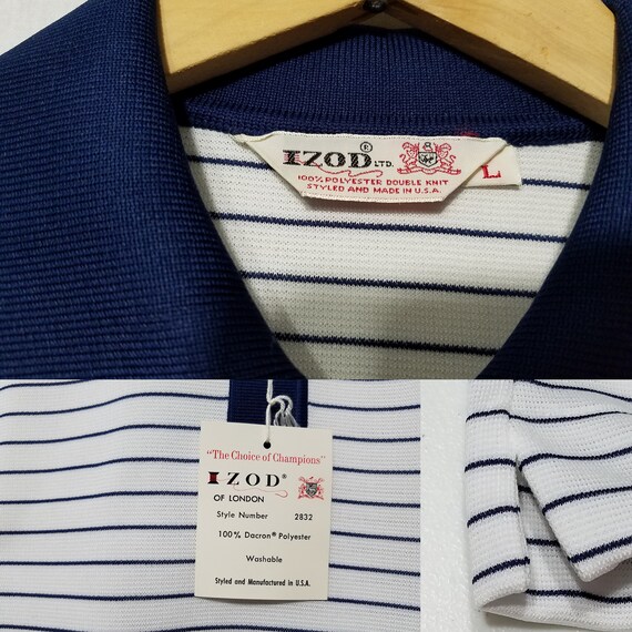 NOS Vintage 1960s IZOD Men's Striped Knit Polo Sh… - image 7