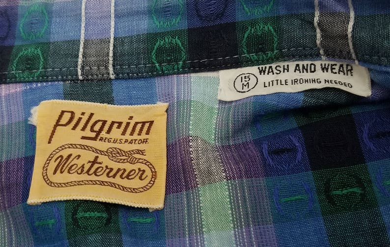 1950s Shirt M Plaid Western Shirt Rockabilly Cowboy 1950s Mens Fashion 1950s Western Shirt Pilgrim Westerner 1960s Shirt