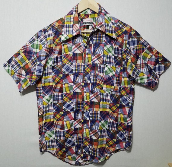 Vintage Wild 1970s Campus Now Breed Patchwork Prin