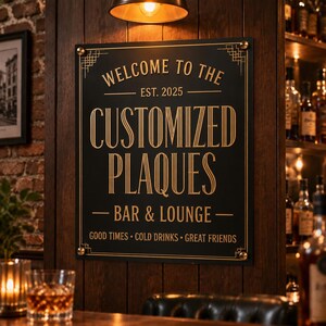 Custom Bar Sign, Personalized Metal Bar and Lounge Sign, Custom Coffee Shop Sign, Customized Plaques, Any Text Size & Color