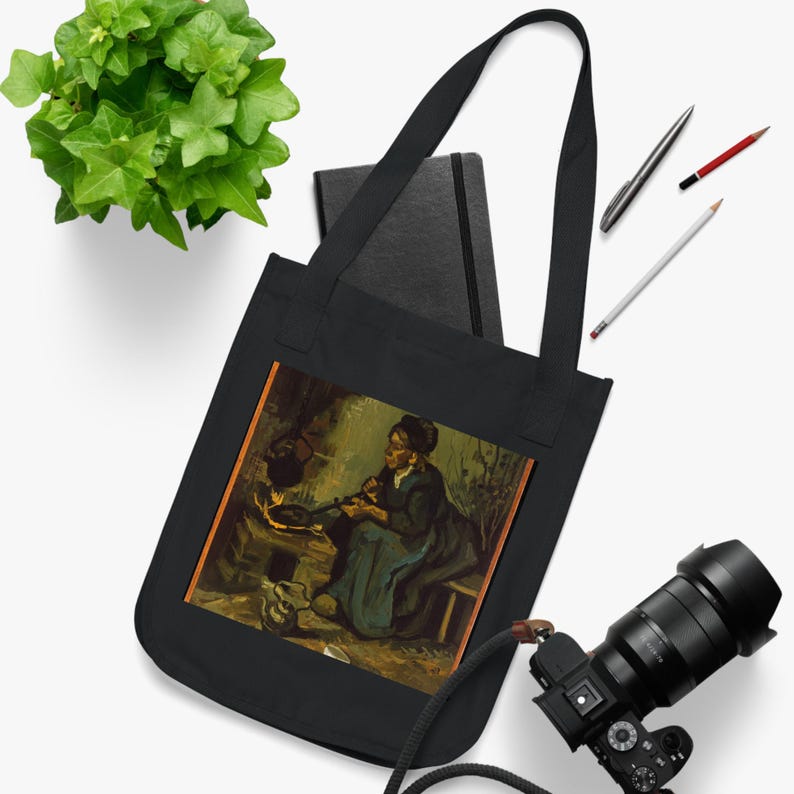 Mujer campesina cocinando junto a la chimenea, de Vincent van Gogh - Bolso de lona resistente imagen 3