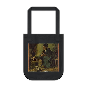 Mujer campesina cocinando junto a la chimenea, de Vincent van Gogh - Bolso de lona resistente imagen 1