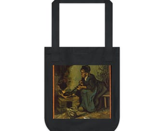 Van Gogh Bäuerin beim Kochen, Canvas-Tragetasche, schwere Baumwoll-Buchtasche