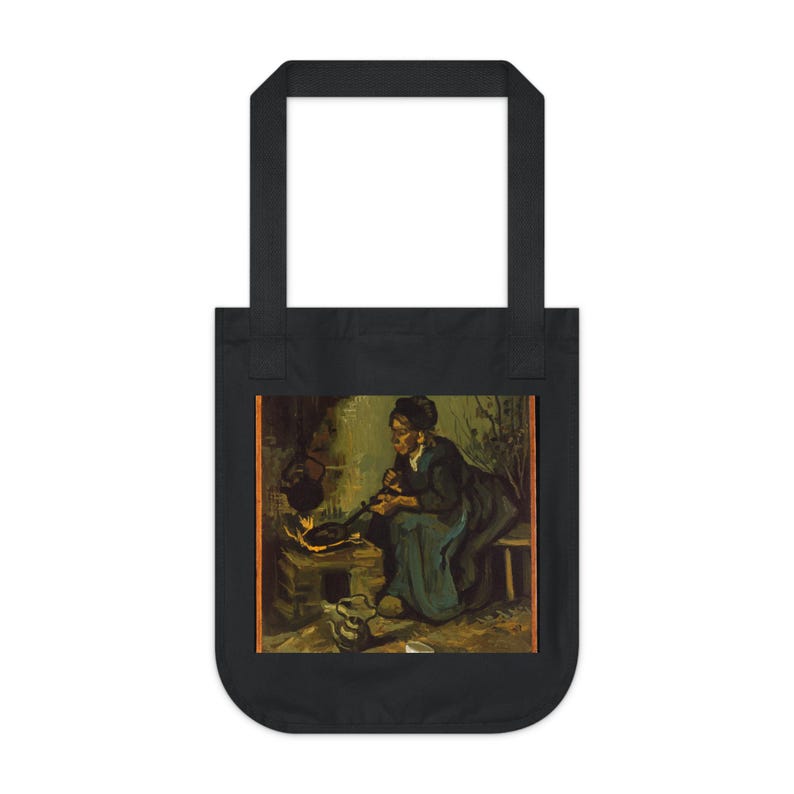 Mujer campesina cocinando junto a la chimenea, de Vincent van Gogh - Bolso de lona resistente imagen 1