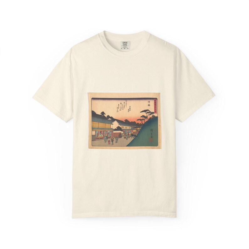 Utagawa Hiroshige Narumi T-Shirt, Tokaido Road Woodblock Art Tee, Comfort Colors 1717 image 2