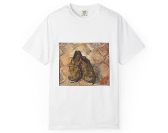Camiseta con estampado de zapatos de Vincent van Gogh, camiseta Comfort Colors 1717 de arte vintage, camiseta gráfica de museo de tejido grueso