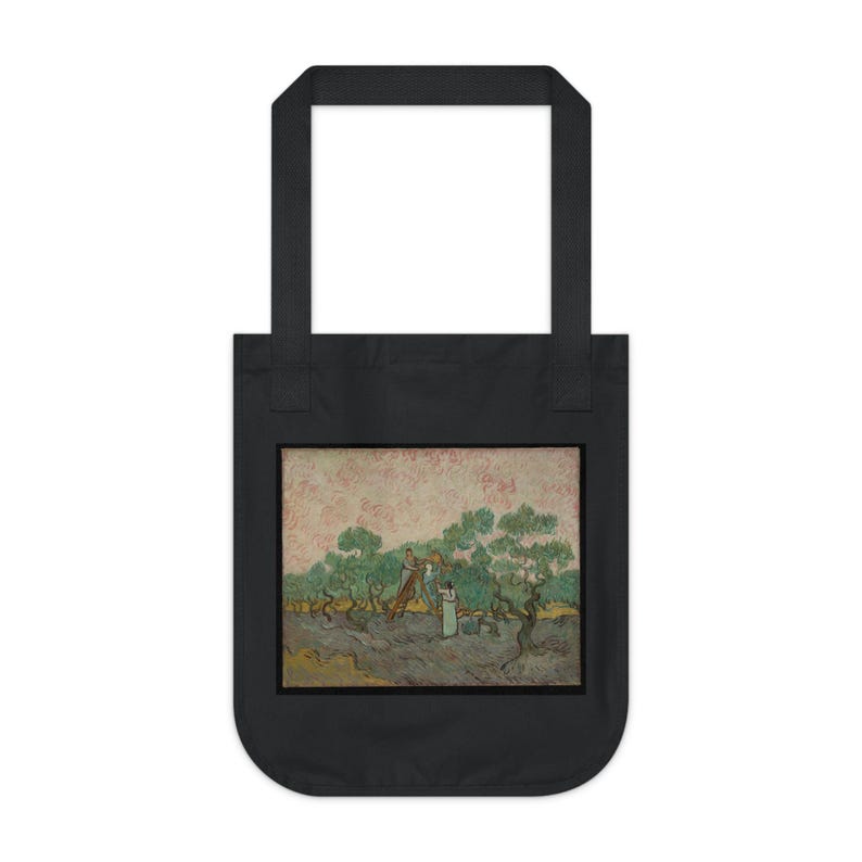 Donne che raccolgono le olive di Vincent van Gogh - Borsa in tela pesante immagine 1