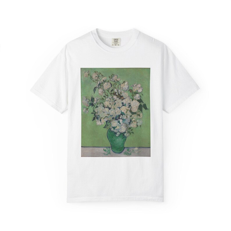 Vincent van Gogh Roses T-Shirt, Comfort Colors 1717 Vintage Art Tee, Heavyweight Museum Graphic Shirt image 1