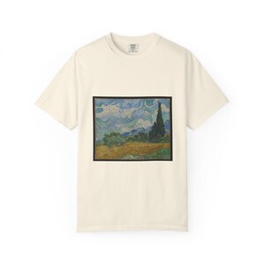 Van Gogh Wheat Field with Cypresses T-Shirt, Post Impressionist Art Tee, Comfort Colors 1717 image 2