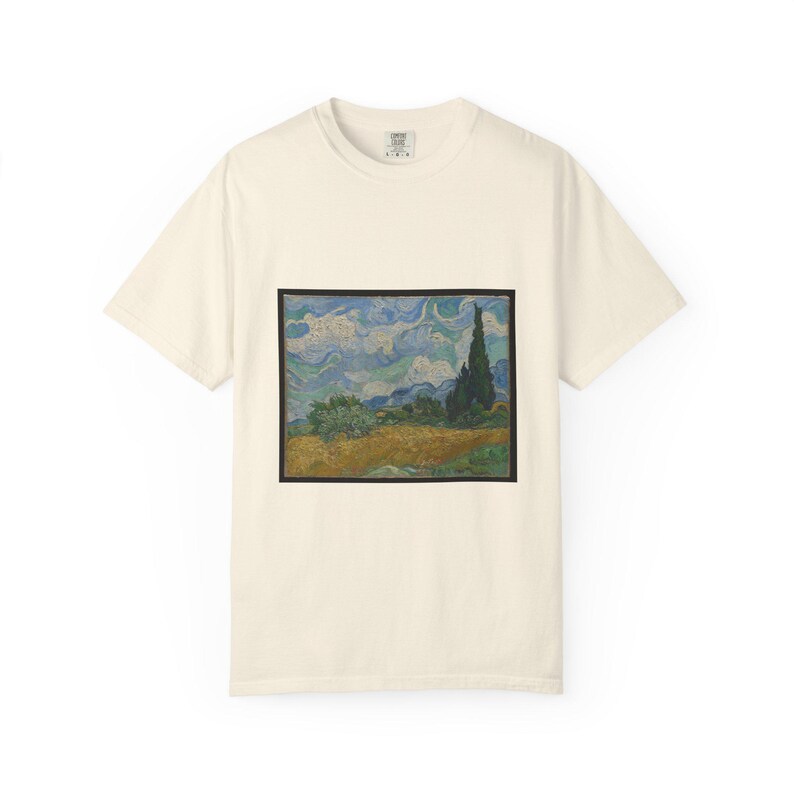 Van Gogh Wheat Field with Cypresses T-Shirt, Post Impressionist Art Tee, Comfort Colors 1717 image 2