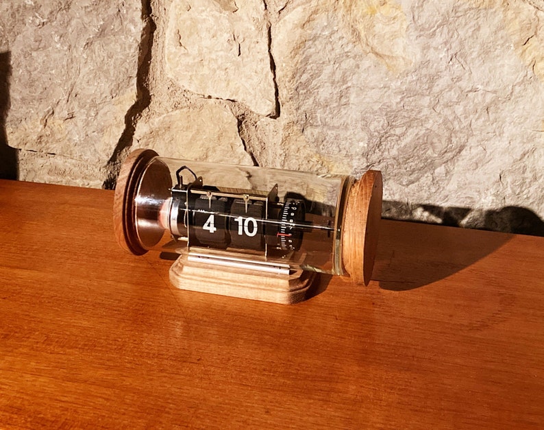 Vintage Digital Flip Clock in Glass Case Etsy