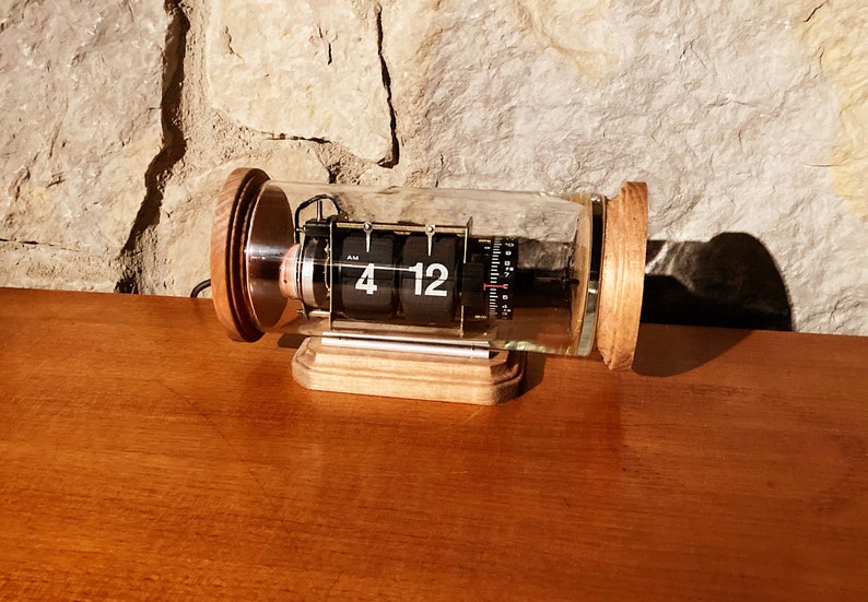 Vintage Digital Flip Clock in Glass Case Etsy