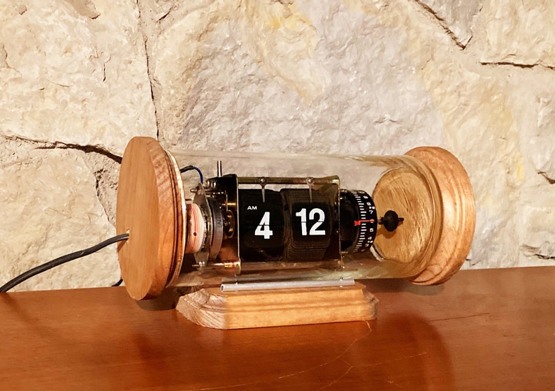 Vintage Digital Flip Clock in Glass Case Etsy