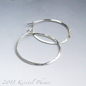 Titanium Hoops 1.5" (or Niobium) - Large Eco-Friendly Artisan Silver hoop earrings hammered simple basic 36mm 35mm 18ga 20ga Made in USA