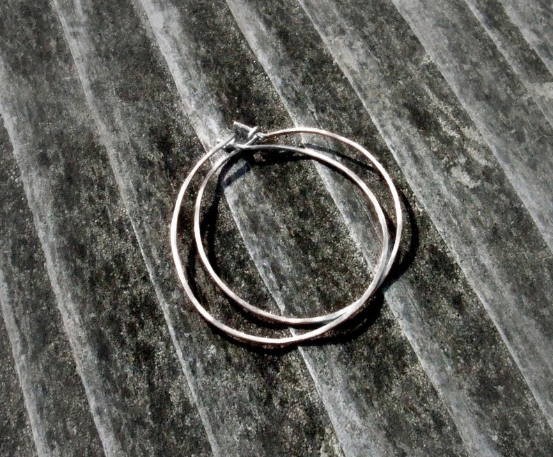 Titanium Hoops 2 or Niobium Extra Large Eco-Friendly Artisan Silver hoop earrings hammered simple basic 50mm 18ga Made in USA image 2