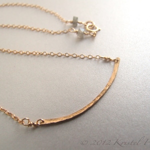 Gold Bar Necklace - hammered gold bar, eco-friendly GF curved bar, statement, choker, original jewelry design, bridesmaid, anniversary Gift