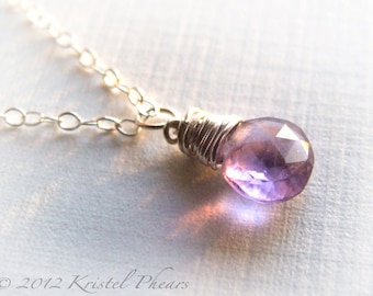 Amethyst Necklace - Pendant necklace silver rose gold lavender purple faceted February birthstone birthday bridesmaid Gift