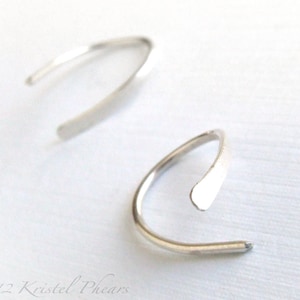 Titanium or Niobium Hoop Earrings open swish, simple classic cold formed hand hammered Hypoallergenic Gift image 2