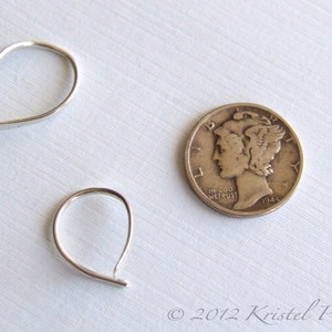 Titanium or Niobium Hoop Earrings open swish, simple classic cold formed hand hammered Hypoallergenic Gift image 4