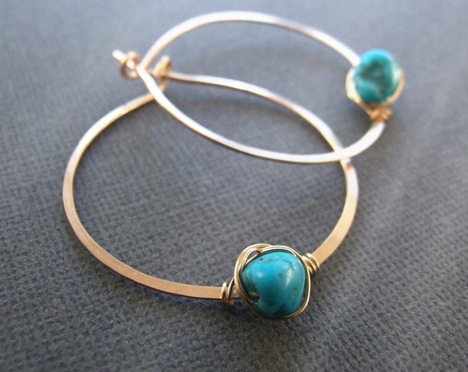 Genuine turquoise hoop earrings Clearance