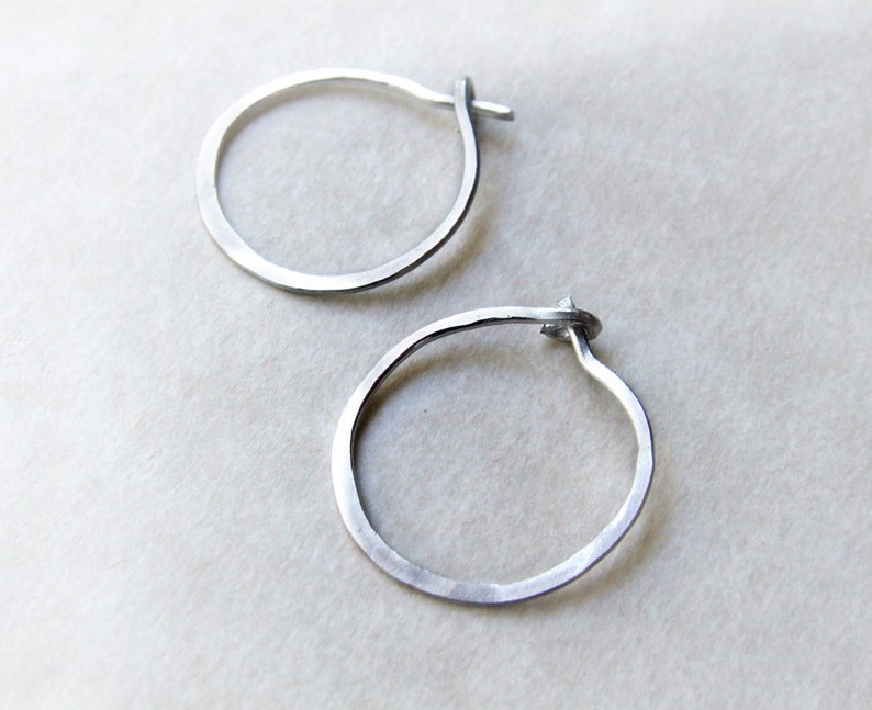 Silver Hoops small hoop earrings eco-friendly sterling argentium, fine silver, simple classic basic 3/4 1 18mm 20mm 25mm gift image 2