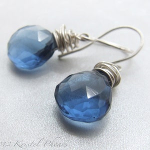 London Blue Quartz earrings - sterling silver royal blue ear wire dangle earring bridesmaid Gift