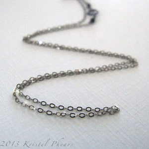 Oxidized Sterling Silver chain - 16" 18" 20" up to 28" sparkly, flat oval link chain antiqued with tiny gemstone accents