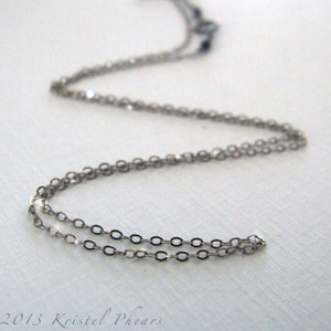 Oxidized Sterling Silver chain - 16&quot; 18&quot; 20&quot; up to 28&quot; sparkly, flat oval link chain antiqued with tiny gemstone accents