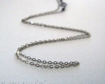 Oxidized Sterling Silver chain - 16" 18" 20" up to 28" sparkly, flat oval link chain antiqued with tiny gemstone accents