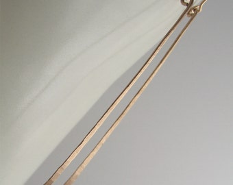 Long Gold Bar Earrings  - hammered bar, 14k gold-filled dangle drop earrings, simple elegant modern bold minimal hammered stick spike Gift