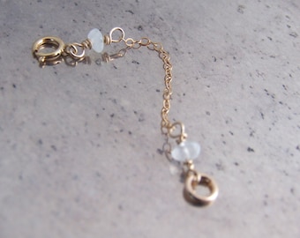 2" chain extender, removable or attached - 14k Gold-Filled or Sterling Silver with gemstone accents, also 1" or 3" available