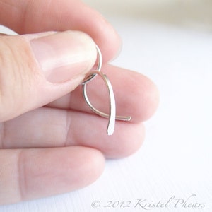 Titanium or Niobium Hoop Earrings open swish, simple classic cold formed hand hammered Hypoallergenic Gift image 3