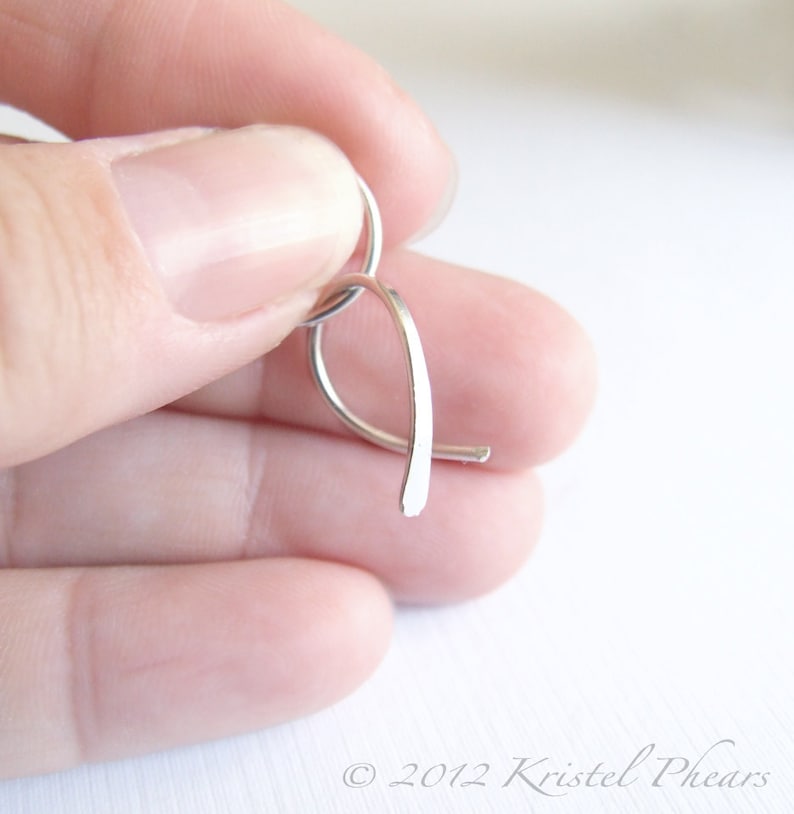 Titanium or Niobium Hoop Earrings open swish, simple classic cold formed hand hammered Hypoallergenic Gift image 3