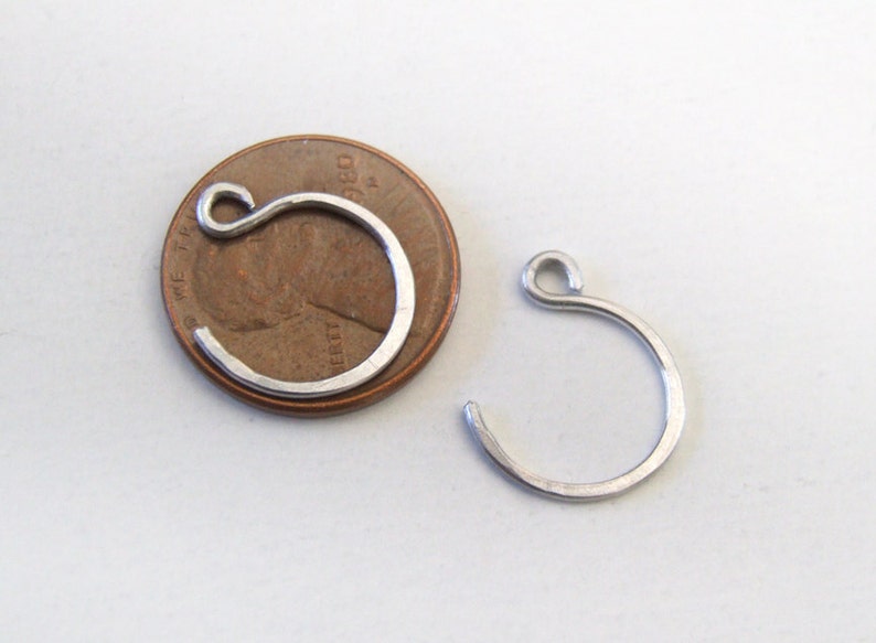Tiny Sterling Hoops silver hoops reverse hoop earrings eco-friendly recycled simple lightly hammered 1/2 10mm 12mm unisex image 2
