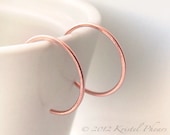 Small Copper Hoops - reverse hoop earrings simple classic minimalist lightly hammered 3/4" 1" copper or Red Brass 18mm 20mm 24mm