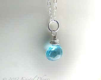 Colgante de apatita - collar con dije de piedra preciosa natural de paraíba azul aguamarina, plata de ley y oro de 14k, simplemente envuelto en alambre minimalista.